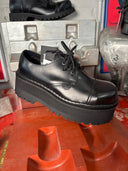 Platform Lace Combat Black Leather Shoe - Reckless Swagger