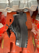 Platform Lace Combat Black Leather Shoe - Reckless Swagger