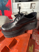 Platform Lace Combat Black Leather Shoe - Reckless Swagger