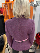 Plum Boucle Classic Twist Jacket - Checkered Diamond Button Details - Reckless Swagger