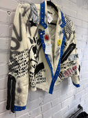 Punk Painted Blue Trim Chaos Crop Blazer - Reckless Swagger