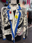 Punk Painted Blue Trim Chaos Crop Blazer - Reckless Swagger