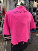 Punk Rock Cropped Pink Slashed Top - Reckless Swagger