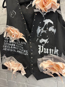 Punk Skull Stud Vest Roses - Reckless Swagger