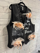 Punk Skull Stud Vest Roses - Reckless Swagger
