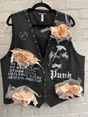 Punk Skull Stud Vest Roses - Reckless Swagger