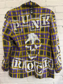 Purple Gold Tartan Punk Blazer - Reckless Swagger