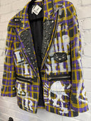 Purple Gold Tartan Punk Blazer - Reckless Swagger