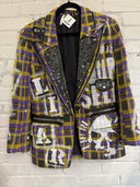 Purple Gold Tartan Punk Blazer - Reckless Swagger