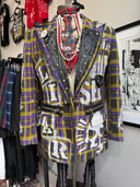 Purple Gold Tartan Punk Blazer - Reckless Swagger