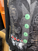 Rebel Wool Knit Jacket - Gold Studs & Skull Art Rock Style - Reckless Swagger