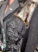 Rebel Wool Knit Jacket - Gold Studs & Skull Art Rock Style - Reckless Swagger