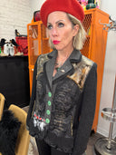 Rebel Wool Knit Jacket - Gold Studs & Skull Art Rock Style - Reckless Swagger