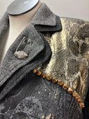 Rebel Wool Knit Jacket - Gold Studs & Skull Art Rock Style - Reckless Swagger