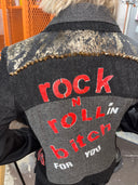 Rebel Wool Knit Jacket - Gold Studs & Skull Art Rock Style - Reckless Swagger