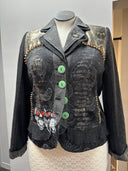 Rebel Wool Knit Jacket - Gold Studs & Skull Art Rock Style - Reckless Swagger