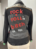 Rebel Wool Knit Jacket - Gold Studs & Skull Art Rock Style - Reckless Swagger