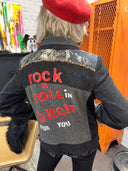 Rebel Wool Knit Jacket - Gold Studs & Skull Art Rock Style - Reckless Swagger