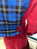 Red Denium Suit with Red blue Tartan - Reckless Swagger