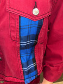 Red Denium Suit with Red blue Tartan - Reckless Swagger