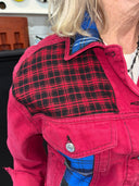 Red Denium Suit with Red blue Tartan - Reckless Swagger