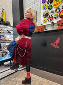 Red Denium Suit with Red blue Tartan - Reckless Swagger