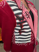 Red Devil Anarchy Pinstripe Jacket with 'WTF Are You Up To Now' Pins - Punk Rock Fashion - Reckless Swagger