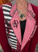 Red Devil Anarchy Pinstripe Jacket with 'WTF Are You Up To Now' Pins - Punk Rock Fashion - Reckless Swagger