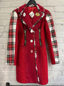 Red Plaid Tartan & Bouclé Punk Car Coat - Reckless Swagger