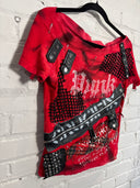 Red Punk Paint Zip Net Zipper - Reckless Swagger