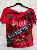 Red Punk Paint Zip Net Zipper - Reckless Swagger