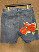 Red Roses Premium Denim Shorts - Festival Ready - Reckless Swagger