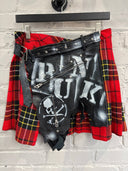 Red Tartan and Black Punk Skirt - Reckless Swagger