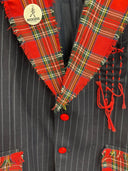 Red Tartan Lettering & Pins Jacket - Reckless Swagger