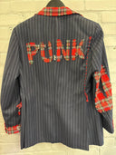 Red Tartan Lettering & Pins Jacket - Reckless Swagger