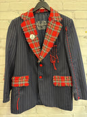 Red Tartan Lettering & Pins Jacket - Reckless Swagger