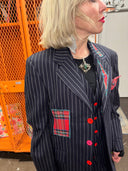 Red Tartan Pin - Striped 3 - Piece Suit - Joker Inspired Punk Style - Reckless Swagger