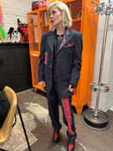 Red Tartan Pin - Striped 3 - Piece Suit - Joker Inspired Punk Style - Reckless Swagger