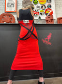 Red X Bondage Tube Dress - Edgy Paint Splatter Design - Reckless Swagger