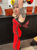 Red X Bondage Tube Dress - Edgy Paint Splatter Design - Reckless Swagger