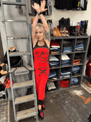 Red X Bondage Tube Dress - Edgy Paint Splatter Design - Reckless Swagger