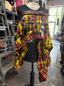 Red&Yellow Plaid Punk Statement Buckle Shirt Skirt - Reckless Swagger