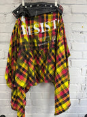 Red&Yellow Plaid Punk Statement Buckle Shirt Skirt - Reckless Swagger