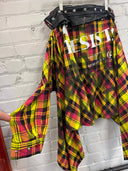Red&Yellow Plaid Punk Statement Buckle Shirt Skirt - Reckless Swagger