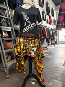 Red&Yellow Plaid Punk Statement Buckle Shirt Skirt - Reckless Swagger