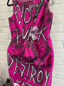 Riot Punk Destroy Pink Hand-painted Pinned Dress - Reckless Swagger