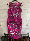 Riot Punk Destroy Pink Hand-painted Pinned Dress - Reckless Swagger