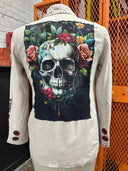 Rock N Roll Soothes My Soul Linen Skull Jacket - Summer Statement Blazer - Reckless Swagger