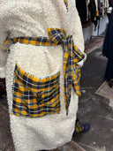 Sheepskin Robe - Coat Yellow & Blue Tartan Punk Custom – One - of - a - Kind by RE - JIG for Reckless Swagger - Reckless Swagger