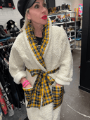 Sheepskin Robe - Coat Yellow & Blue Tartan Punk Custom – One - of - a - Kind by RE - JIG for Reckless Swagger - Reckless Swagger